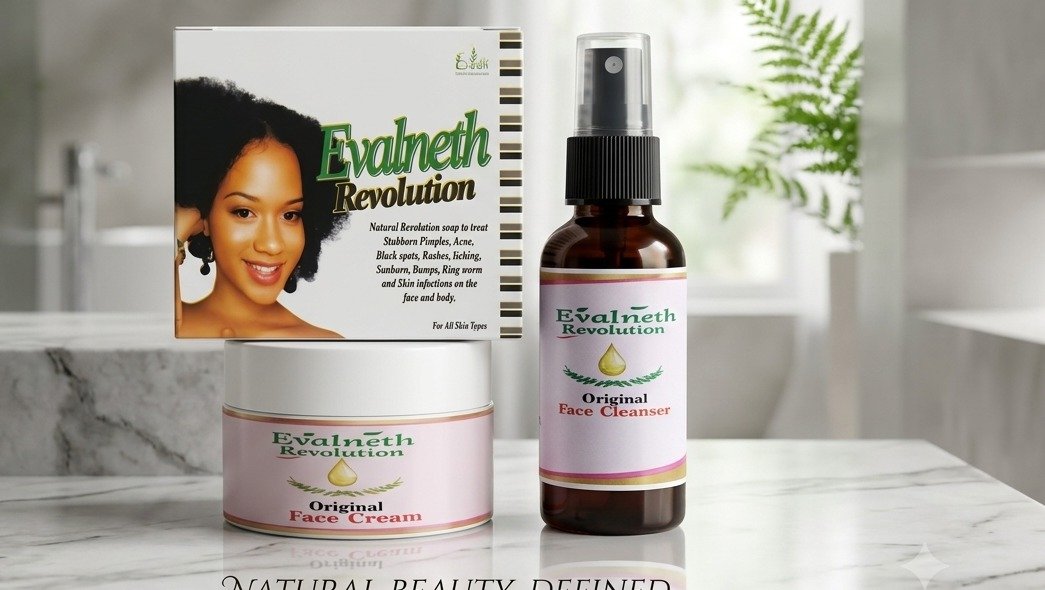 Evalneth Revolution face set — soap box, face cream and face cleanser
